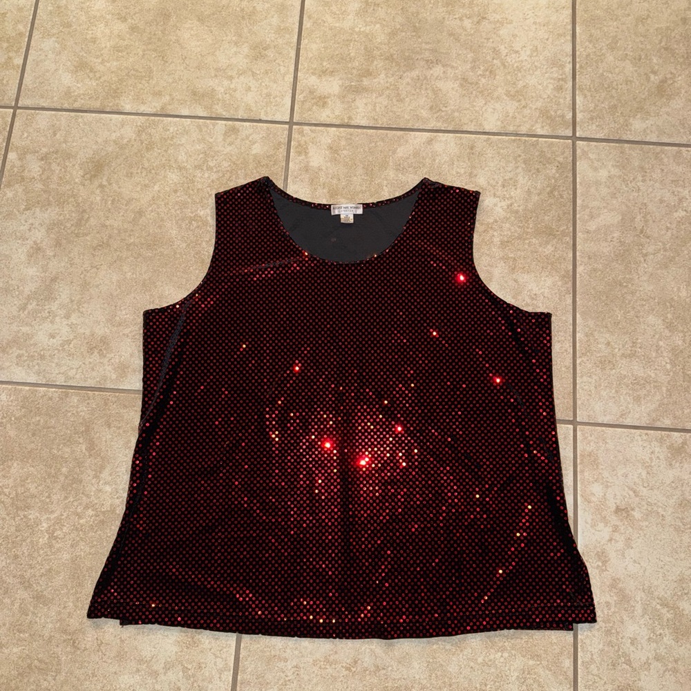 August Max Vintage OG Sparkling Red Black Tank Top Shirt